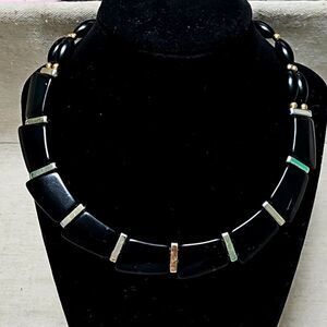 Vintage Black Oxidized Silver Lia Sophia Collar Necklace Earring Set